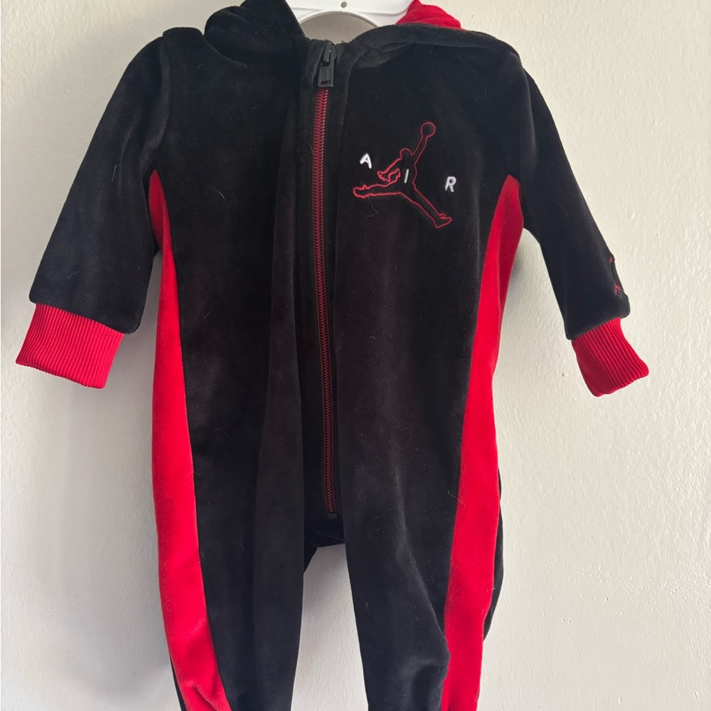 Jordan Baby Boys Hooded Velour Full Zip Jumper Coveralls 3 months